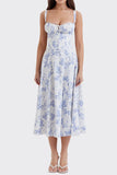 New Women's French Floral Dress Lady Open Fork Big Swing Hanging Dress Dress
