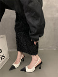 Zingj New Summer Pointed Small Fragrant Wind Pointed High Heels French High Heel Baotou Empty Sandals Woman-Outfit