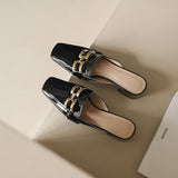 Zingj Red Envelope Head Half Slippers Female Summer New Outside Wear Temperament Paint Leather With Thick With Square Head Muller