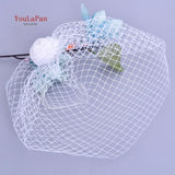 YouLaPan VA01 Double layer White Birdcage veil Brides Luxury wedding accessories Beaded Birdcage Veil, Blusher Veil,Short