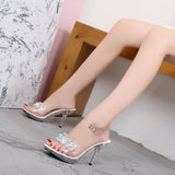 Transparent Rhinestone Sandals Women 2022 Sexy High Heels Ladies Banquet Wedding Shoes Fashion Show Summer Open Toe Woman