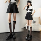 Zingj Shorts Women's 2024 Summer New High-Waist A-Line Wide Leg Pants Casual Suit Overalls Belt