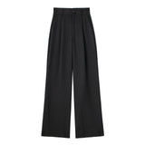 New Spring Style Pleated Front High Waist Trousers