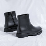 Zingj Men's Shoes Summer Shorts British Black Round Head One Foot Cigarette Boots Tide Side Zip Martens