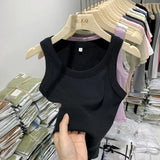 Girls Tight Anti-Smooth Threaded Vest Women's Spring And Summer Suit Slim Top Ins