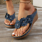 2025 Flower Sandals Women's Line Leisure Beachside Slopes And Comfortable Large-Size