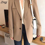 Women Hot Sale Solid Elegant Office Ladies Classic Womens Blazers Casual Long Single Breasted Korean Fashion