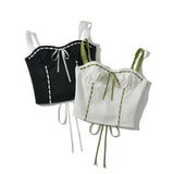New Color Lace-Up Trim Short Halter