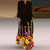 Long V-neck Printing Sleeve Pocket Printed Loose