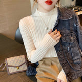 Zingj Sweater Women's Thin Half-High Collar Solid Color Knitted Sweater 2023 Autumn And Winter New Stylish Slimming