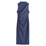 And Winter New Folding Decoration Midi Sleeveless Dress