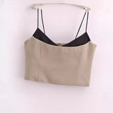 New Splicing Design Short Halter Top