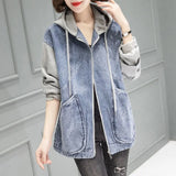 Zingj Hooded Coat Female Autumn New Plus Size Fashion Short Splicing Loose Small Versatile Autumn Jacket-Outfit