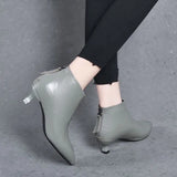Zingj Women's Boots 2023 Autumn And Winter New Low-Heel Foreign Style Small Bare Boots Thin Heel Cowhide Rear Zipper With Short