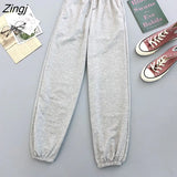 Pants Women Elastic-waist Solid Loose 2XL Lace-up Students Sportswear Leisure All-match Ulzzang Womens Trousers