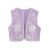 New Simple Embroidered Cardigan Vest