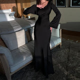 Spring And Summer Women's Solid Color Round Neck Long Sleeve With The National Style Temperament Lazy Wind To Close The Waist Dress