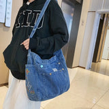 Aesthetic Denim Large Canvas Crossbody BagOutfit