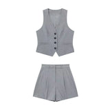 New Buckle Vest 1165428 High Waist Pleated Leisure Shorts