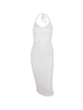 Textured Split Halter Maxi Dress- Outfit