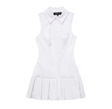 Spring Style Wide-Pleated Shirt Style One-Piece Dress