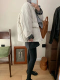 Down Jacket Short Style 2024 Winter Sweet Round Collar Grid Stitching Light Small Diamond Bread Coat Tide-Outfit