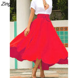 Women's Ladies Solid Color Bandage Pleated Cocktail Party High Waist Summer A Line Skirts With