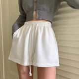 Shorts Solid Cotton Cozy Simple Casual Loose Hipsters Running Breathable All-match Streetwear Hot Teens Wide Leg