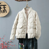 Hot Style Light And Short Down Jacket Female 2024 New Small Standing Collar Small Fragrant Wind White Duck Down Warm Coat Tide-Outfit