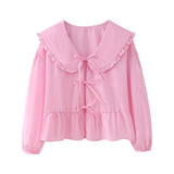 New Spring Doll Tie Casual Loose Solid Color