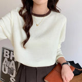 Long-Sleeved T-Shirt Women's New Design Is Full Of Impact Color Round-Neck Waffle Top And Bottom