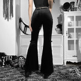 Dark Wind Lace Perspective Casual Trousers Spring Women's Wear Ins Sexy Slim Straight