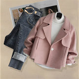 Zingj Temperament Wear A Fried Street Suit Female 2024 Autumn Winter Stylish Show Skinny Jeans Short Woolen Coat Three-Piece Set-Outfit