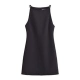 French Dress 2024 New Straight Collar Sleeveless Slimming Hip Skirt