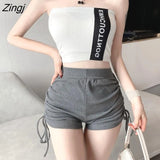 Women Soft Skinny Folds High Elastic Waist Jogger Young Teens Summer Ulzzang Casual Femme Trousers All-match Solid