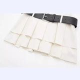 New Spring Style Dress With Belt Wide Pleated Trousers