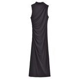 Spring Style Wrinkle Decorated Midi Dress