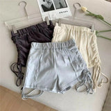 Ulzzang drawstring shorts women solid high waist punk y2k elastic summer shorts sexy casual fashion kpop harajuku