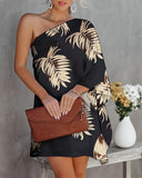 Zingj / Summer 2023 New Hot Style Positioning Print Gradient One-Shoulder Casual