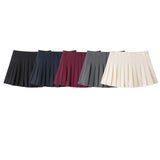 Multi-Colored Leisure Short-Scarry High-Waist Wide-Folded Skirt 2025 Winter New