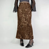 Zingj Chinese Style Retro Flower Print Open Fork Fishtail Skirt Female Temperament Cold Feeling High Waist Versatile Show Thin