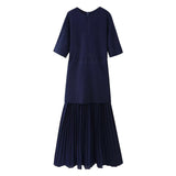 New Round-Neck Short-Sleeved Knitted Knitted Dress