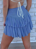 Smock Tiered Ruffle Mini Skirt-Outfit
