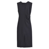 Spring Style Slim Waist Sleeveless Long Solid Color Midi Dress