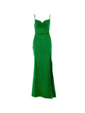 Cowl Neck Split Satin Maxi Dress- Outfit