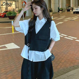 Women Solid Loose All-match Students Korean Style Spring Harajuku Female Fashionable Mujer Sleeveless Retro V-neck