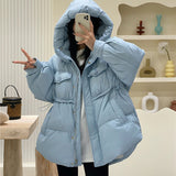 Korean Version Sweet Short Down Jacket Female 2024 Winter New Fashion Draw Rope Design Sense White Duck Down Add Thick Coat-Outfit