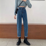 Zingj Jeans Female Autumn Loose Wide Leg Straight Leg Show Thin Large Size Fat Mm Harun Radish Dad Cigarette Pipe Pants-Outfit