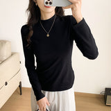 Standing Collar Modal Long-Sleeved Bottomed Shirt Women's Autumn And Winter New Pure Color Simple Half-High Collar