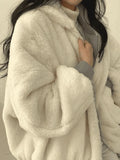 Reversible Oversize Fleece Hooded Jacket-Outfit